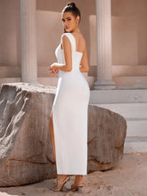 ADYCE One Shoulder Split Thigh Bandage Dress